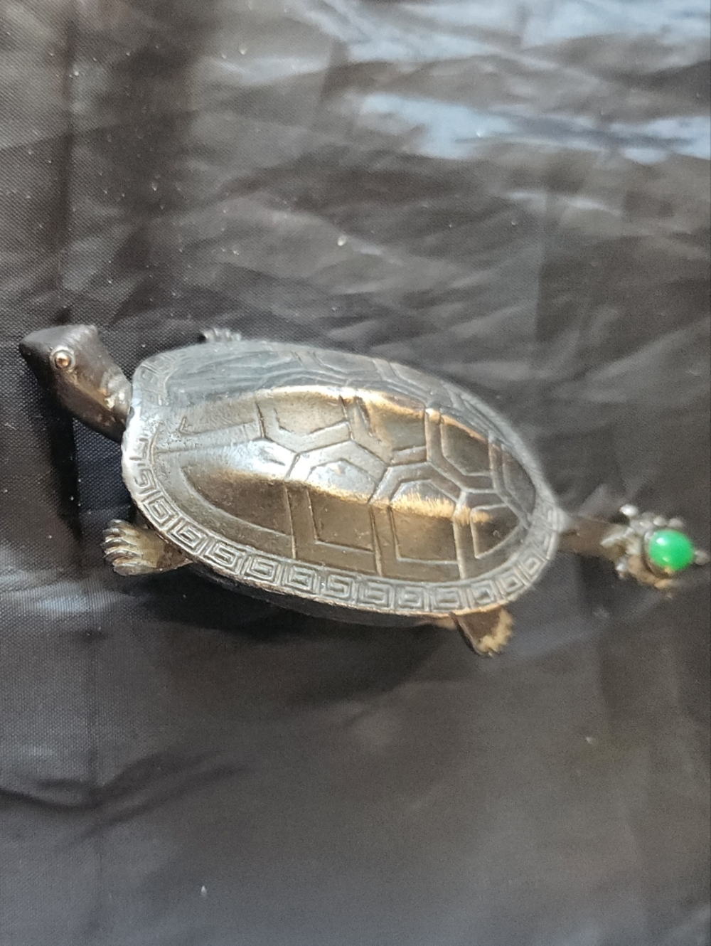 Antique Style Brass Carved Turtle / tortoise Shape Lock and Key Old Vintage